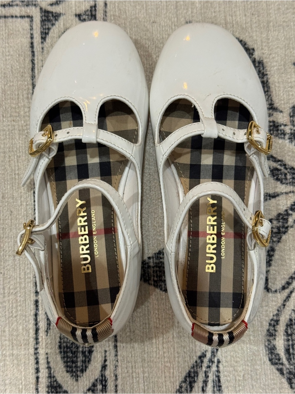Burberry London Ballerina Shoes Mary Jane White Dusk Round Toe Toddlers 27 NWOB